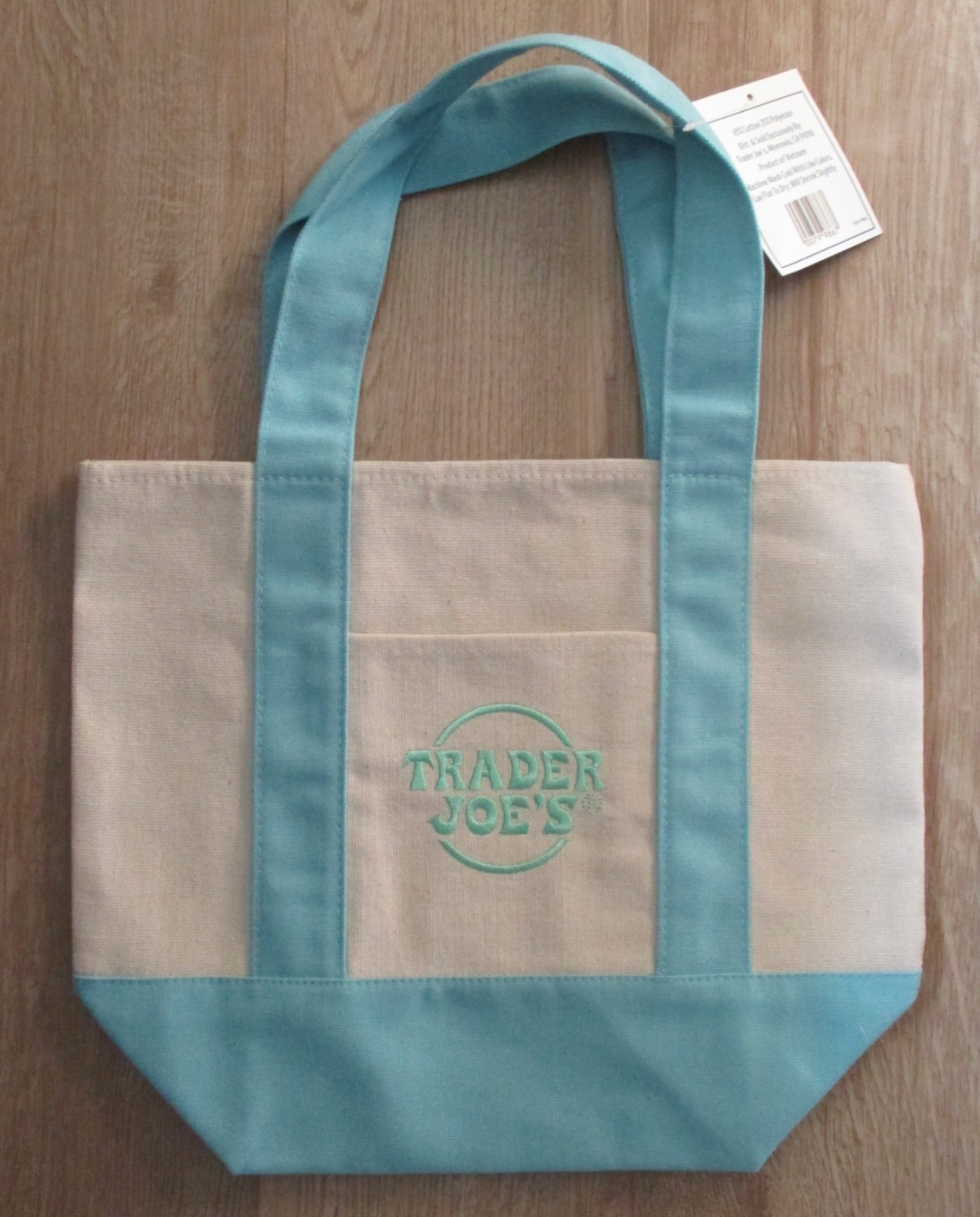 TRADER JOE’S – 2026 Spring Mini Pastel BABY BLUE Canvas Tote Bag
