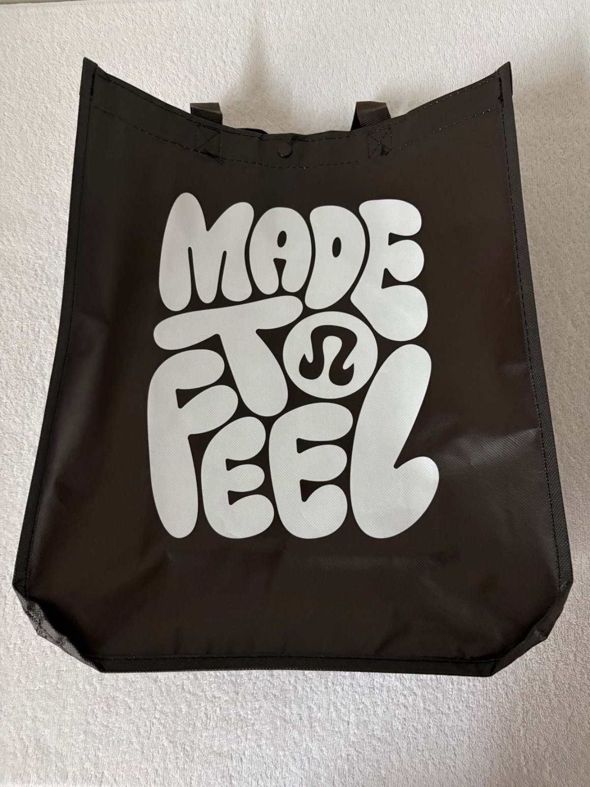 Lululemon Logo Large Reusable Shopping Tote Bag w/ Handles 16.5″ X 14″ NEW Brown