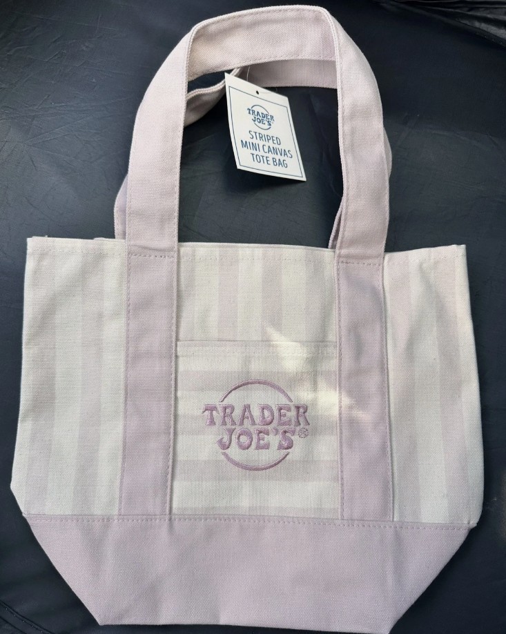 Trader Joe’s Striped Mini Canvas Tote Bag Pink/White Cotton Blend