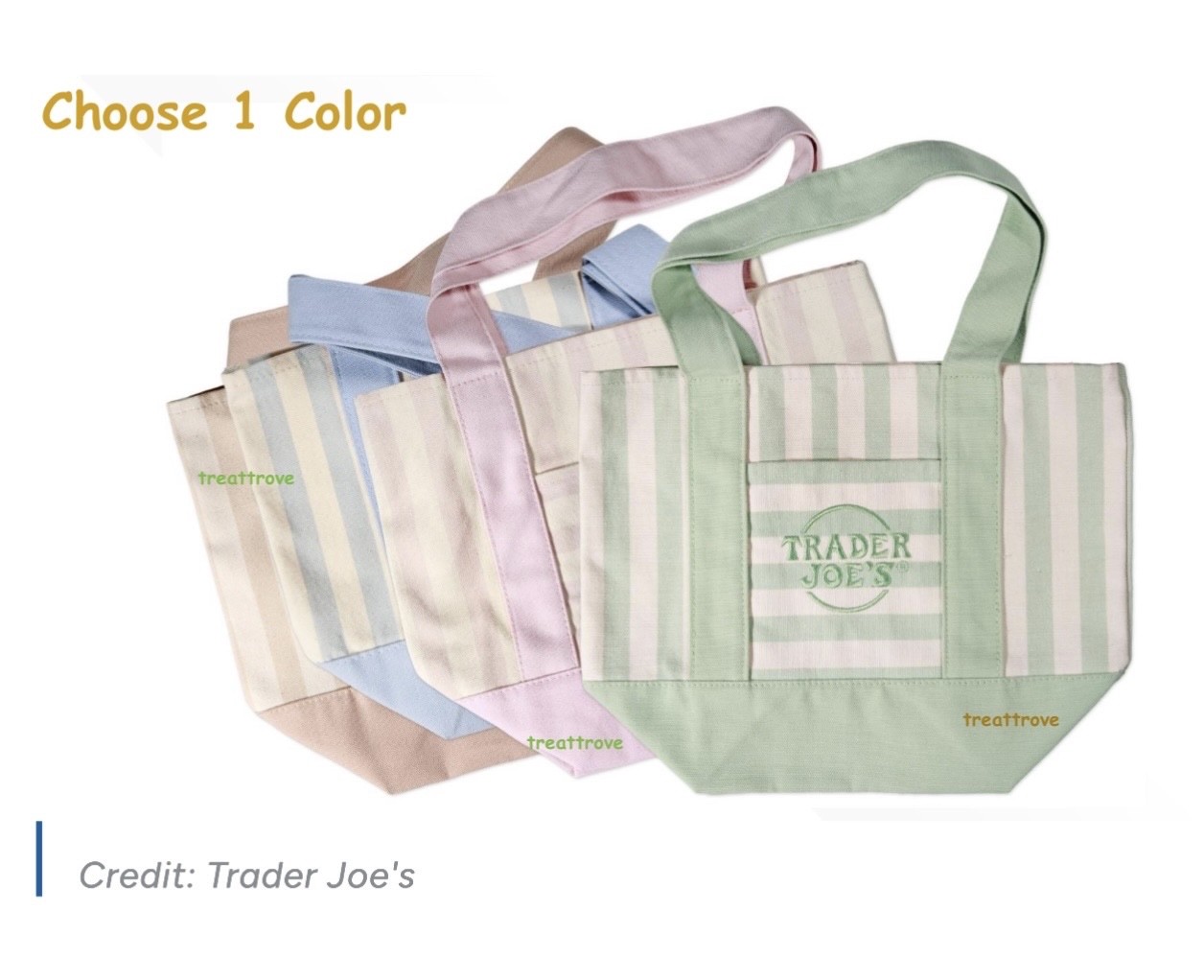 NWT – IN HAND One (1) Trader Joe’s Striped Canvas Mini Tote Summer 2026