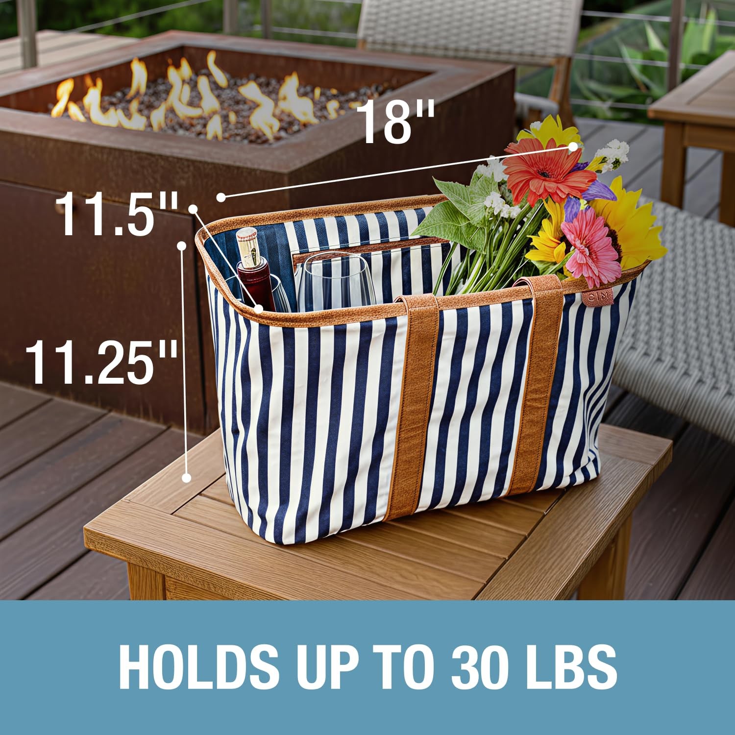 Collapsible LUXE Tote, 30L Foldable Grocery Shopping Bag with Structured Fram…