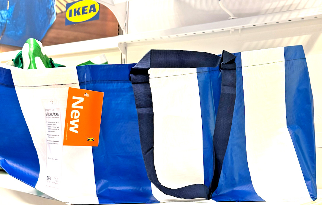 Ikea SACKKARRA Shopping Laundry Storage Bag White/Blue Striped Large 19 gallon