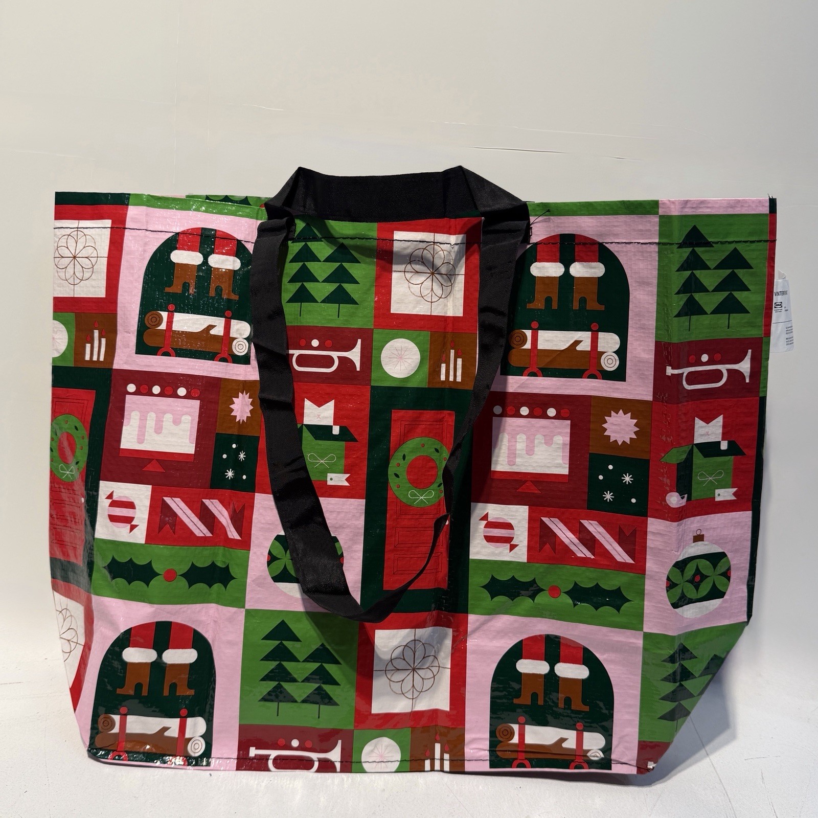 Set of 2 IKEA Vinterfint Christmas Medium Tote Reuseable Shopping Bag 36L 10 Gal