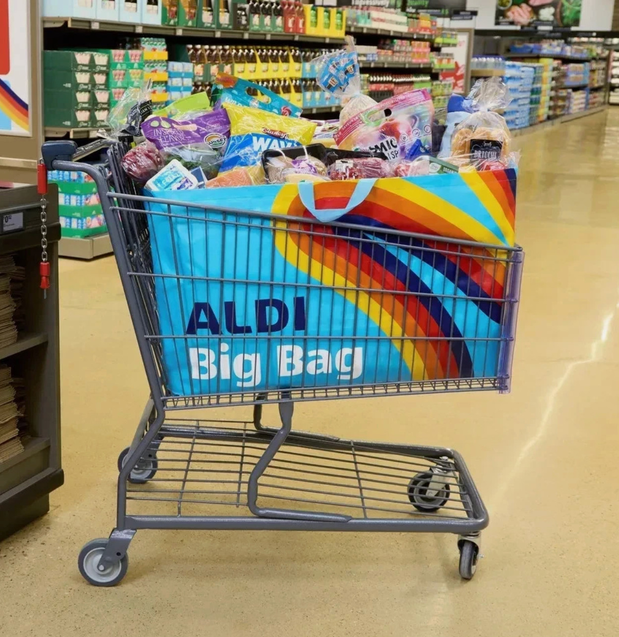 2025 ALDI Big Bag Rainbow Stripe Tote LIMITED EDITION/1000 – 5.5 sq ft – NEW