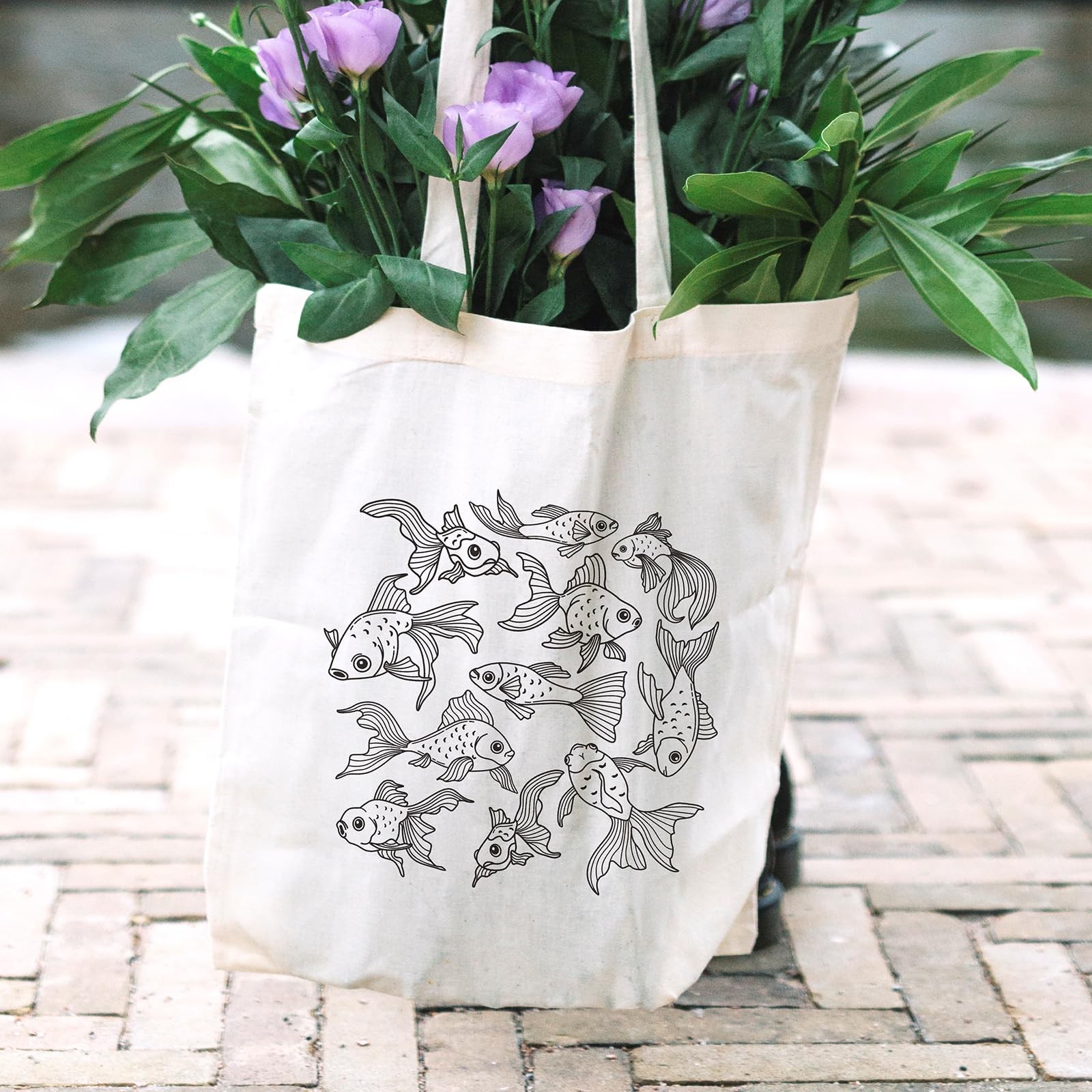 THEYGE Goldfish Tote Bag Aesthetic Cute Fish Tote Bag for Women Large Vintage…