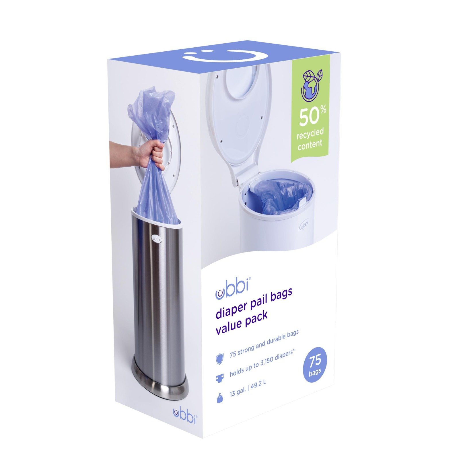 Ubbi Diaper Pail Plastic Bags, Disposable Baby 1 Count (Pack of 1), Violet