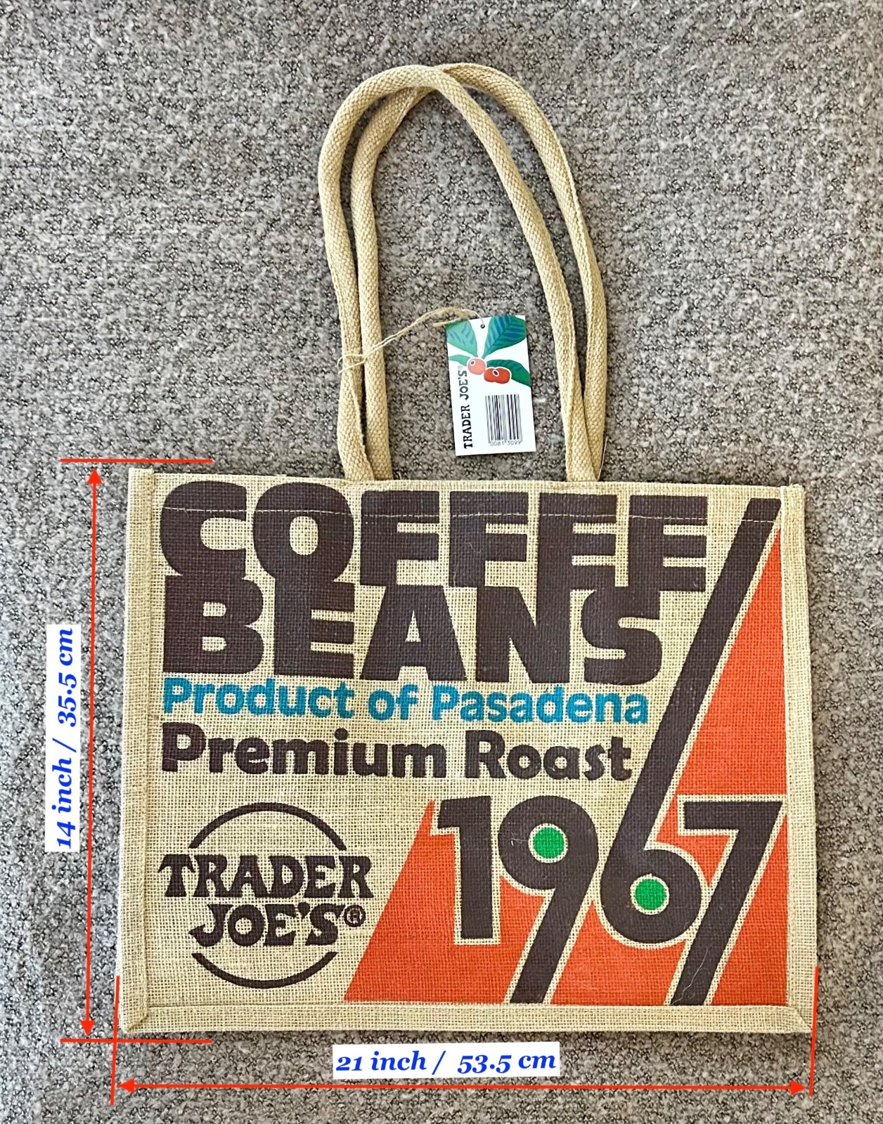 Limited Edition – Trader Joe’s Jute Bag Reusable Heavy Jute Coffee Beans Design