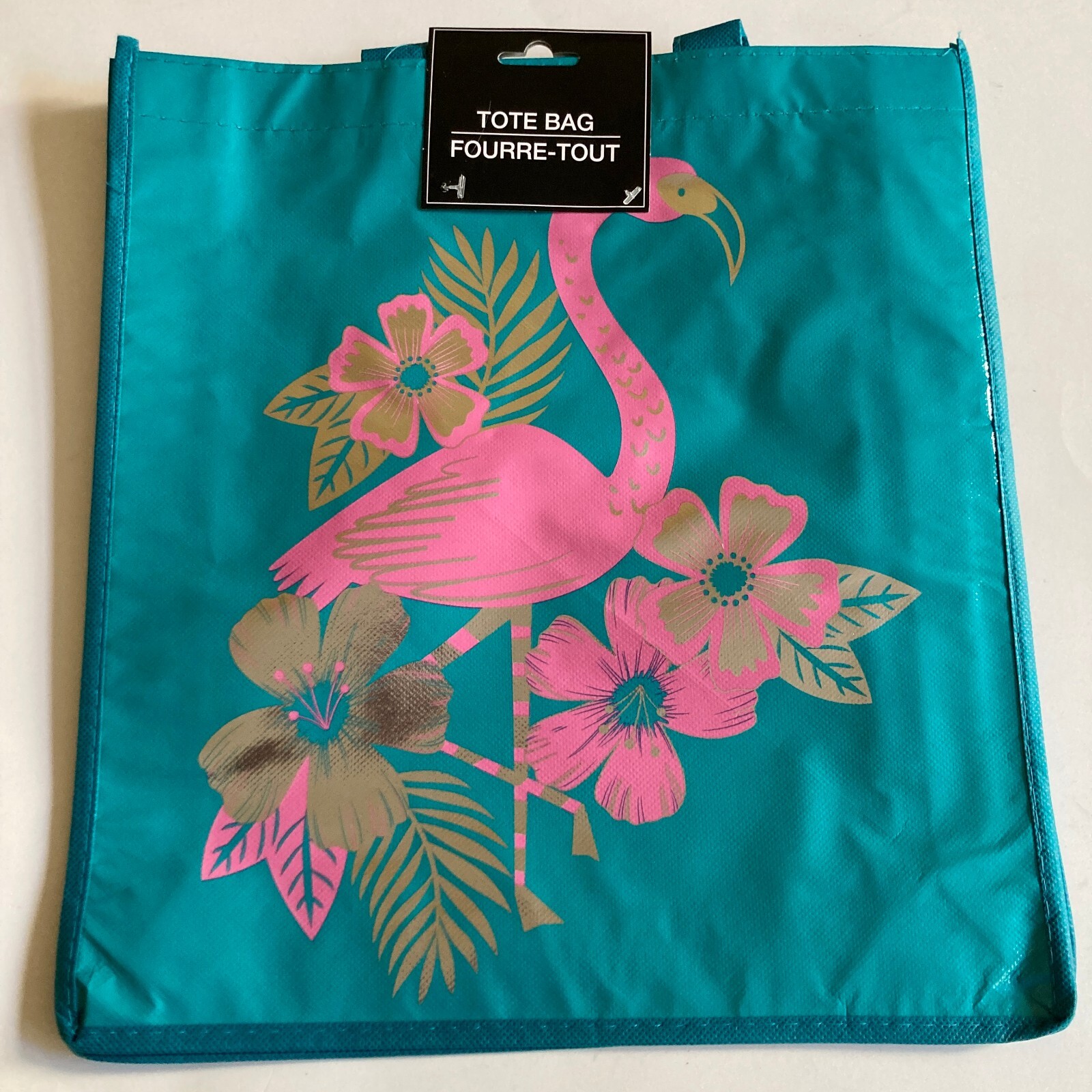 Pink Flamingo Tote Bag Shopper Reusable Shopping Bag Beach Gift Flower Tropical