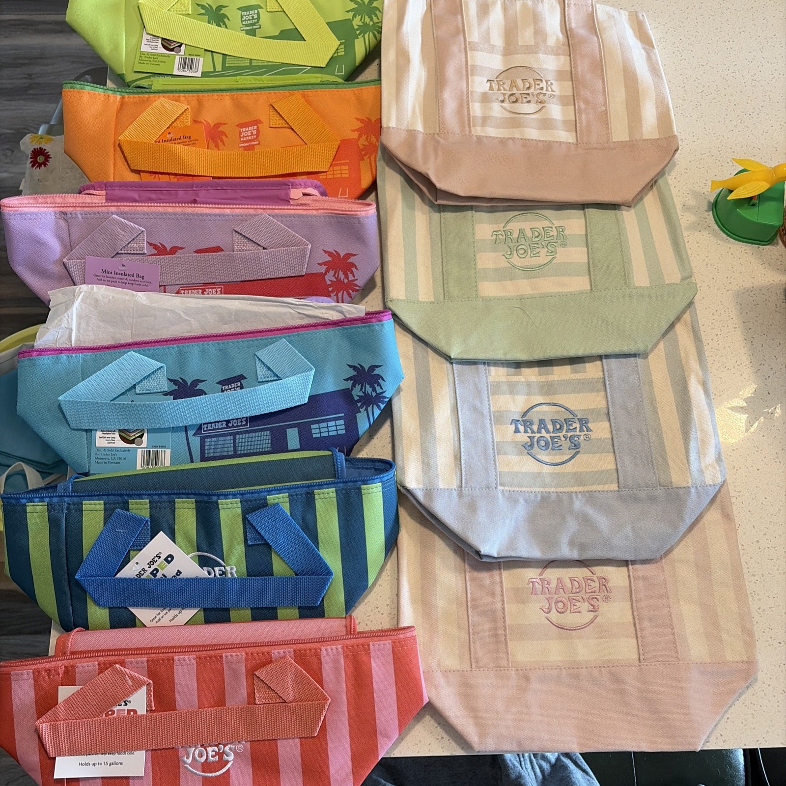 Trader Joe’s Bags Lot of 10 Bags Insulated Minis and Tote Bags