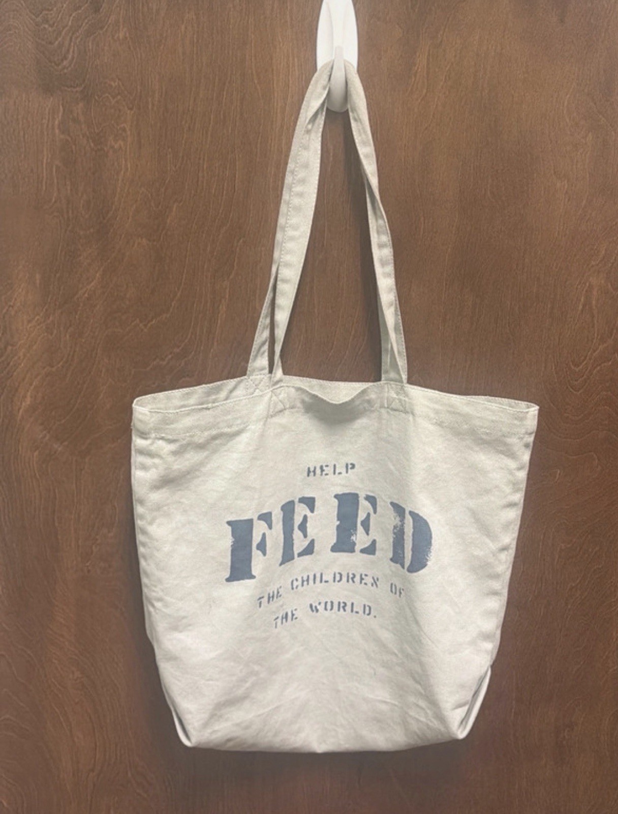 Reusable Canvas Tote Bag “Help Feed the Children of the World” 18x13x12