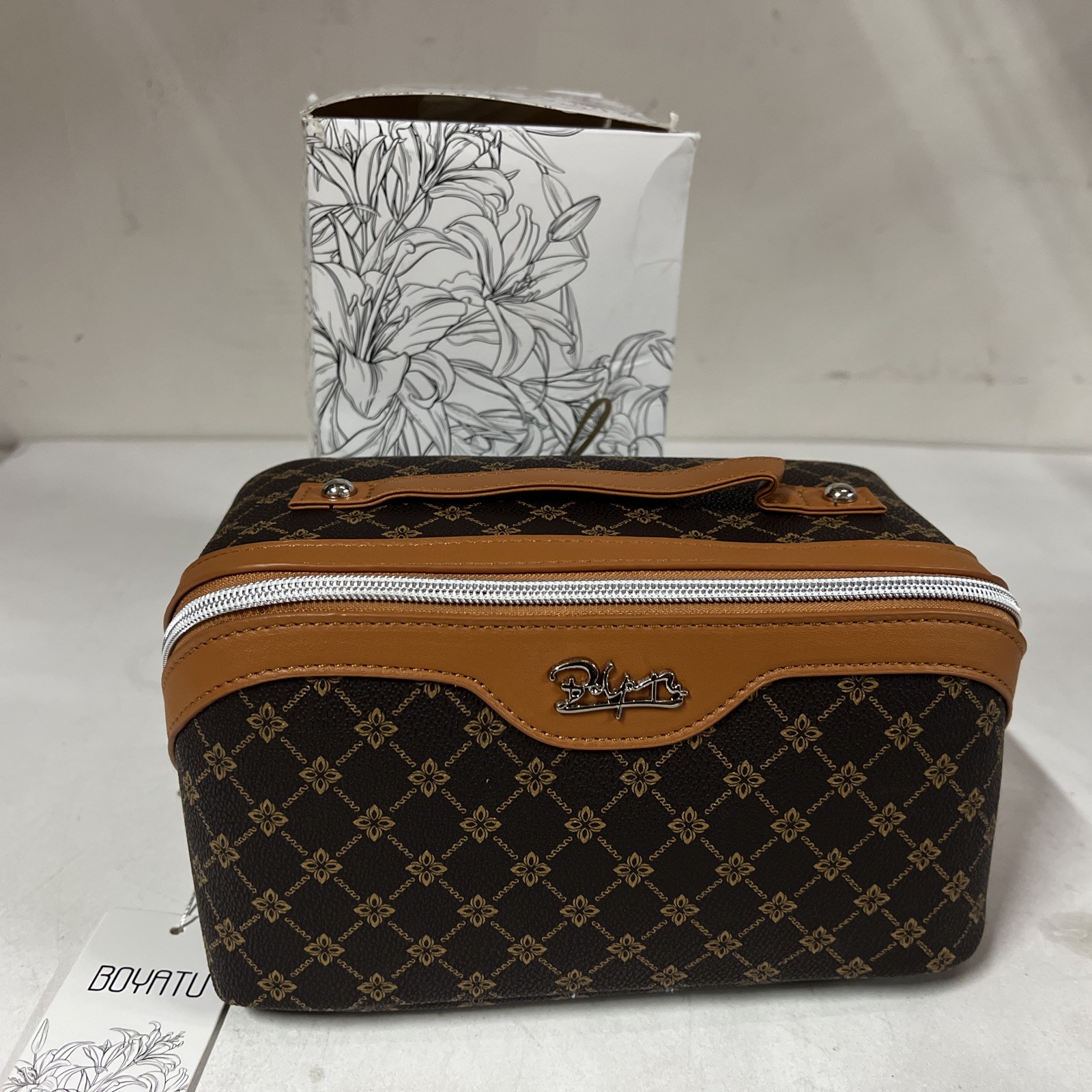 Travel Makeup Bag Cosmetic Bags for Women: 3 Pcs Set Large A-1-Coffee Boyatu