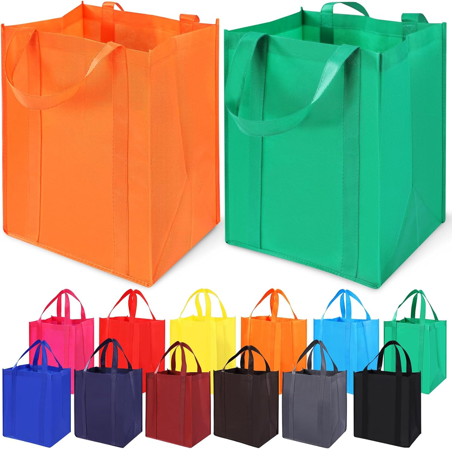 12 Pack Heavy Duty Reusable Grocery Bags – Large Shopping Totes Reinforced Handl