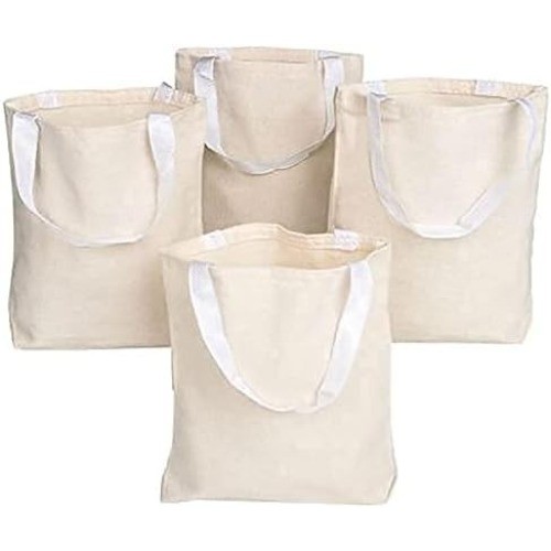 13 x 11 Inch Pack of 26 Canvas Tote Bag Bulk Cotton Totes Embroidery Crafting