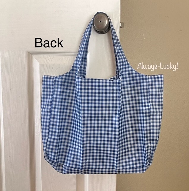MONOPRIX France Reusable Nylon Shopping Tote Eco Grocery Bag Gingham Print NEW