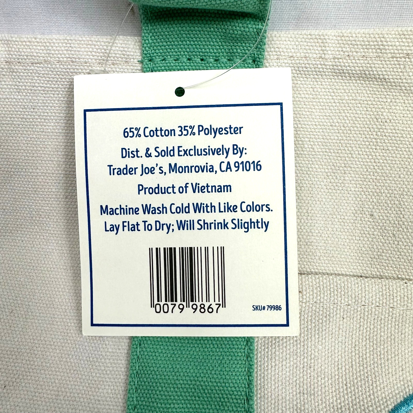 Trader Joe’s Mini Canvas Tote Bag Mint Green Pastel Reusable NEW 2026
