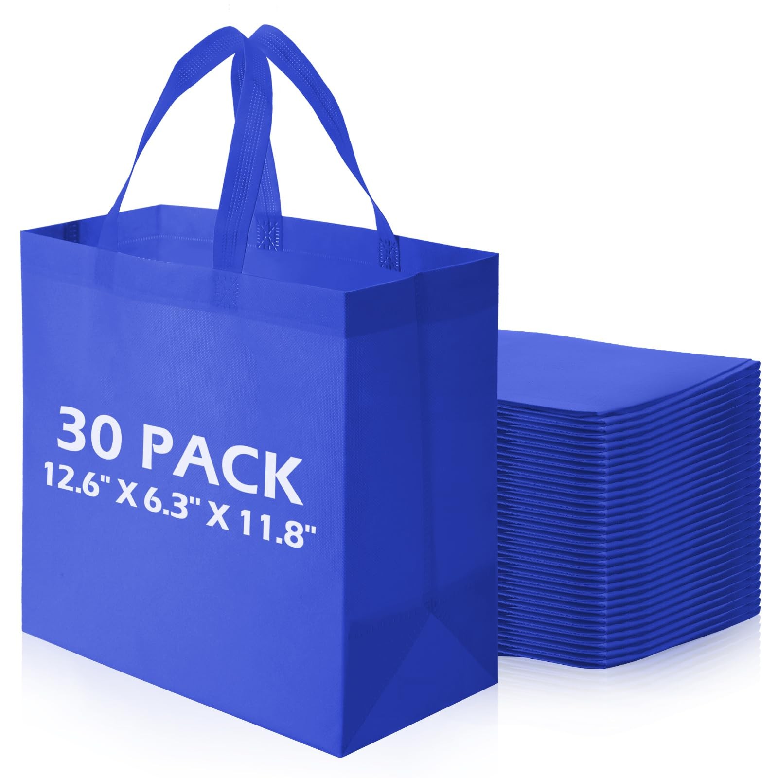 30 Pcs Reusable Tote Bags Bulk Non Woven Grocery Shopping Bag With Handles