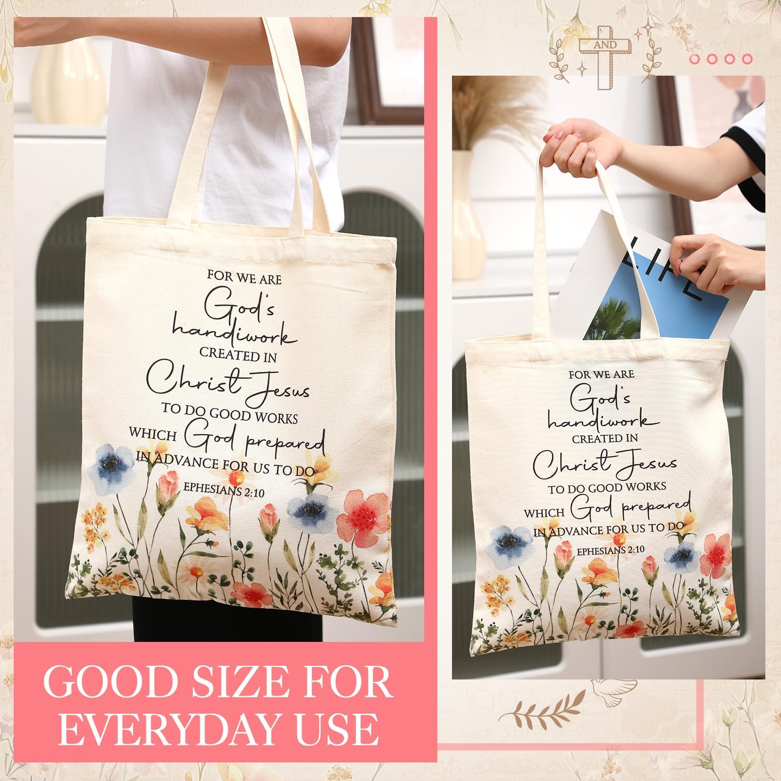 10 Pcs Christian Tote Bags for Women Religious Gifts Bulk for Church Bible Ve…