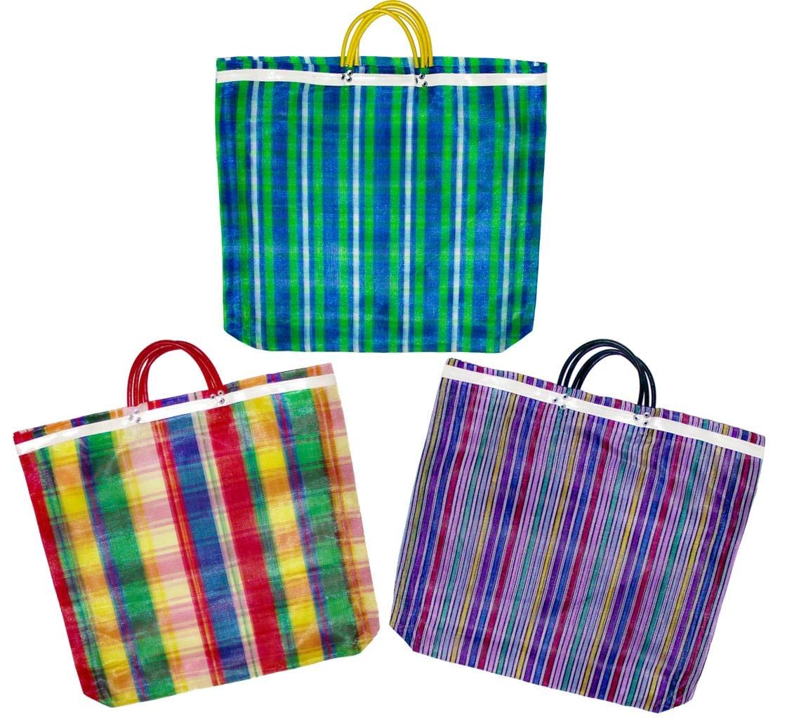 3 Large Mercado Bags, High Thread Mesh 20 x 22 Inches Market Reusable Grocery…