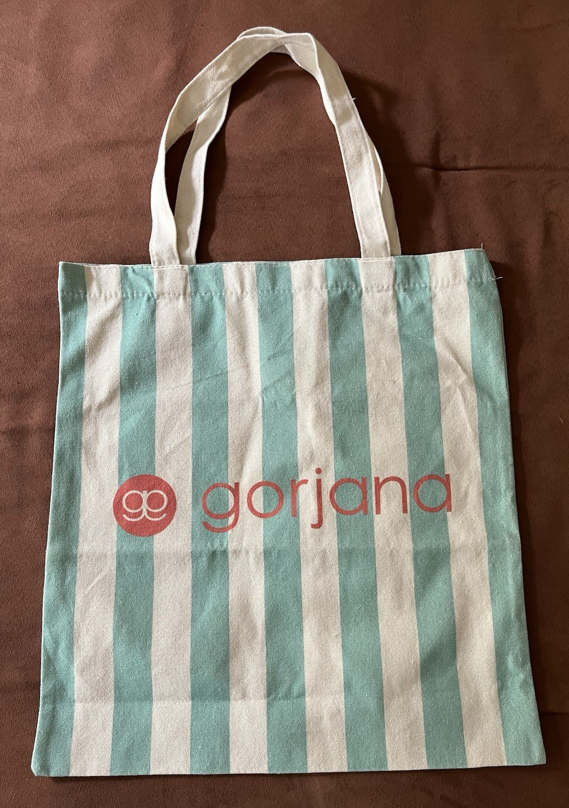 GORJANA Striped Canvas Logo Reusable Shopping Summer Beach Tote Bag NEW
