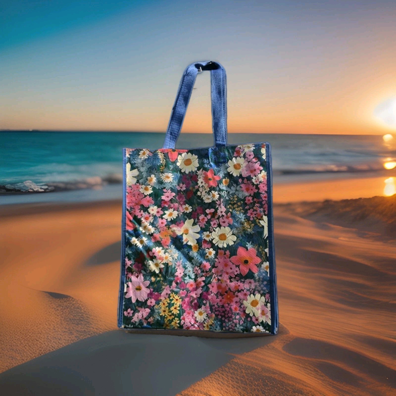 Staples Reusable Shopping Bag Foldable Floral & Nature Pattern Multicolor Medium
