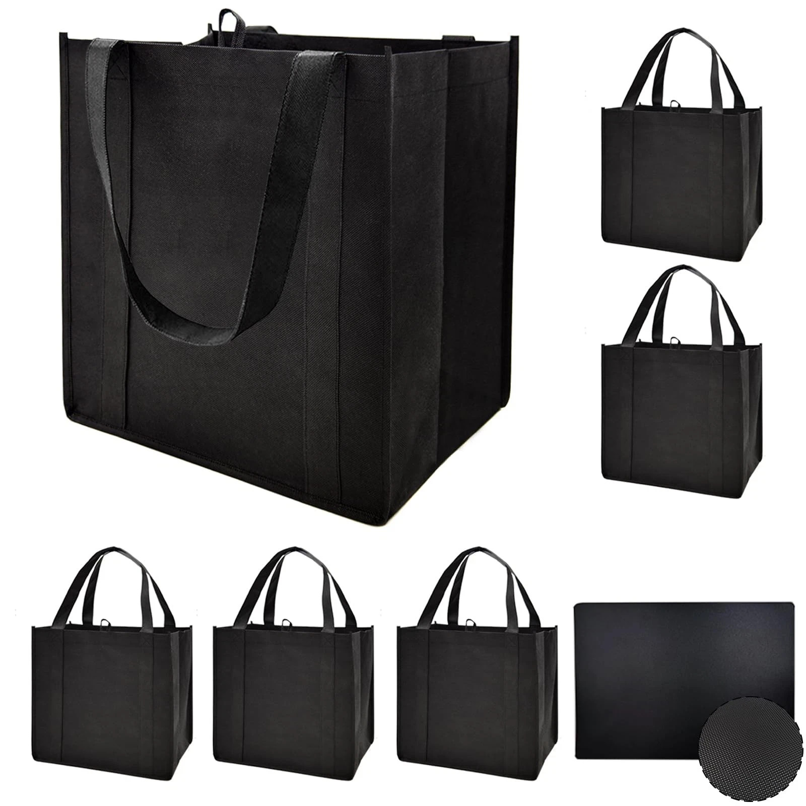 6 Pack Reusable Reinforced Handle Grocery Bags-Each with Thickened Bottom Boa…