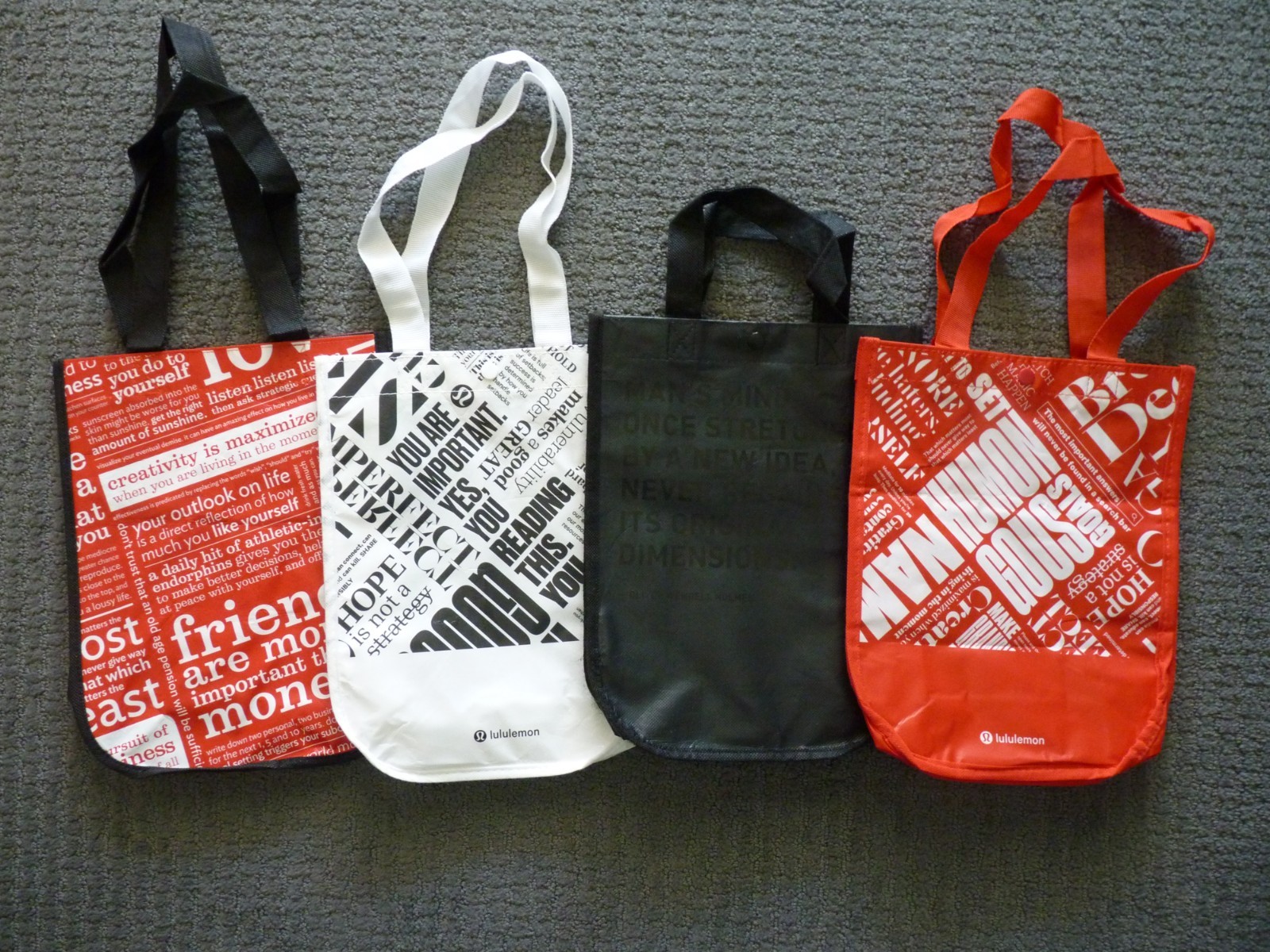 Lululemon Reusable Shopping Tote Bags (4) Small Totes Different Designs #6