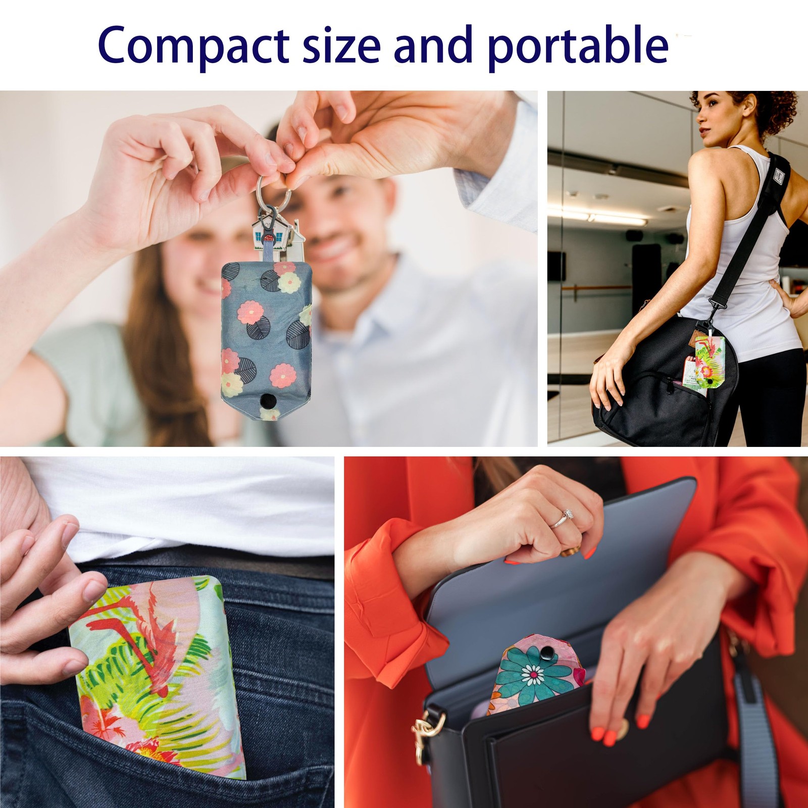 6 Pcs Reusable Shopping Bags Foldable Grocery Bags In Pocket Ecofriendly Travel