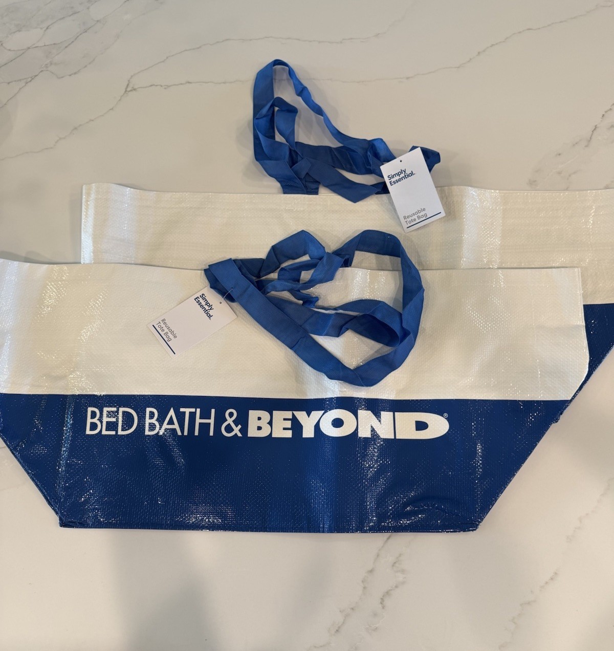 2 Bed Bath & Beyond Totes Reusable Shopping Bags OVERSIZED New with Tags