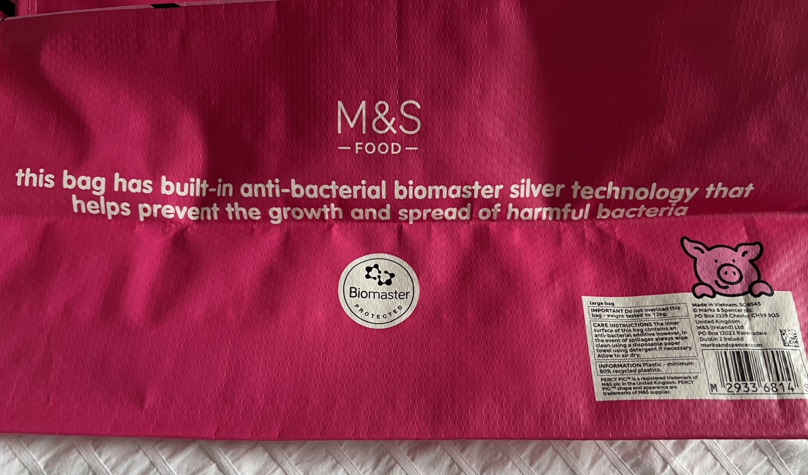 Marks Spencer Rare Percy Pig Tote Bag Pink Piglet Smile London M&S Food UK New