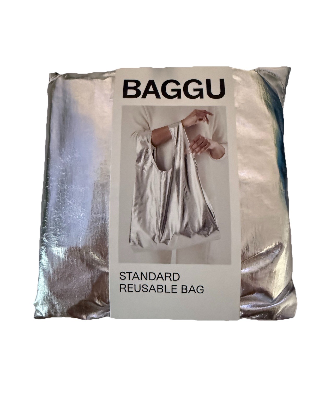 BAGGU STANDARD Size Metallic SILVER Reusable Shopping Bag NWT