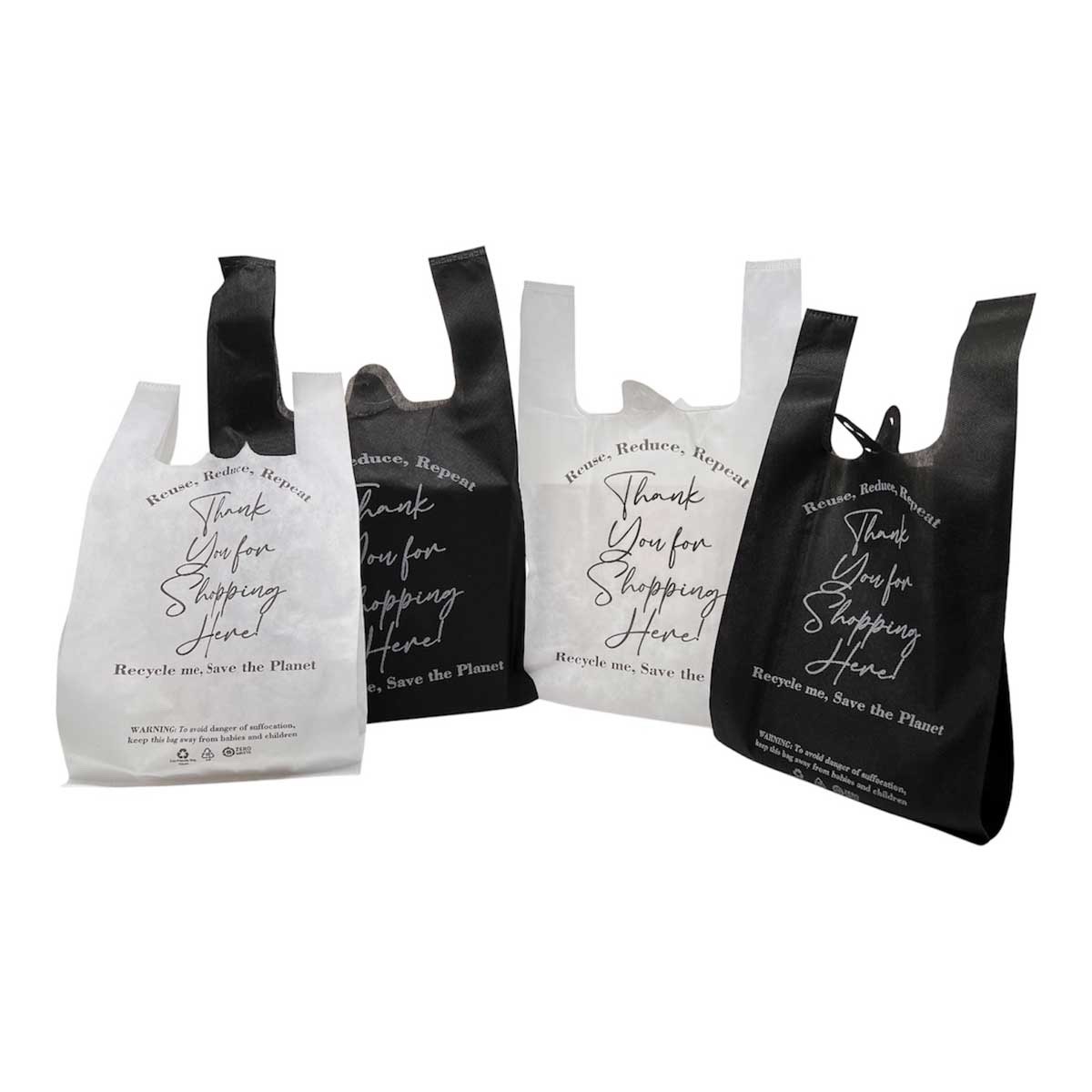 1100pcs Non-Woven Reusable Bulk T-Shirt Assorted Grocery Bags 10x5x18-12x22x7