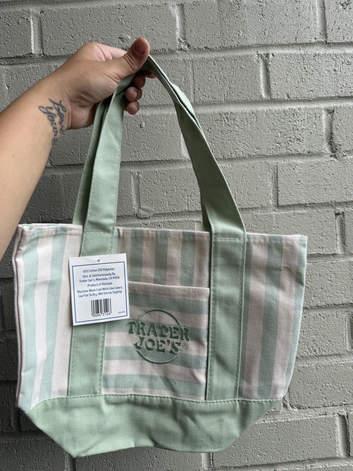 Trader Joe’s Striped Mini Canvas Tote Bag, Reusable, Machine Washable (24) totes
