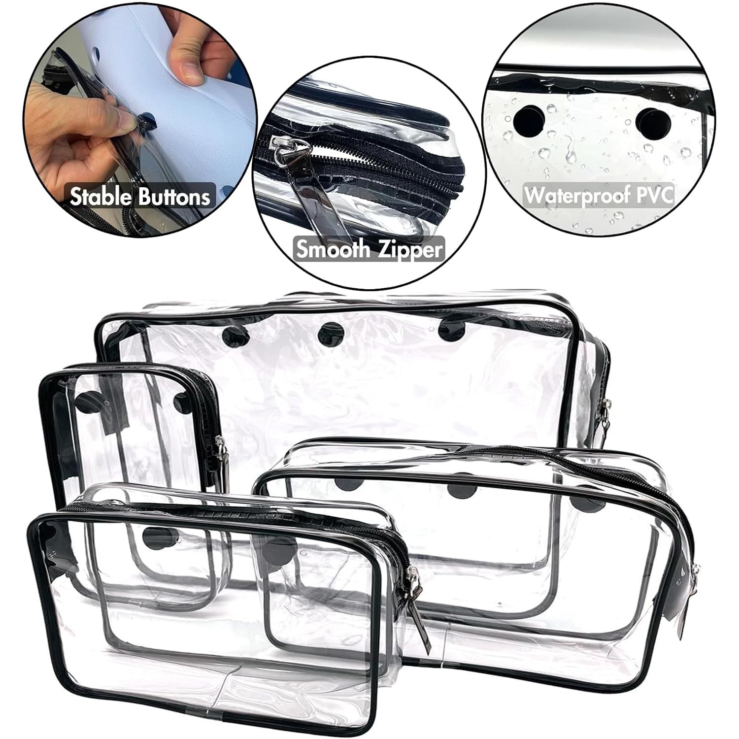 AA BADBABY 4 Pack Clear Makeup Storage Bag Beach Accessories small,