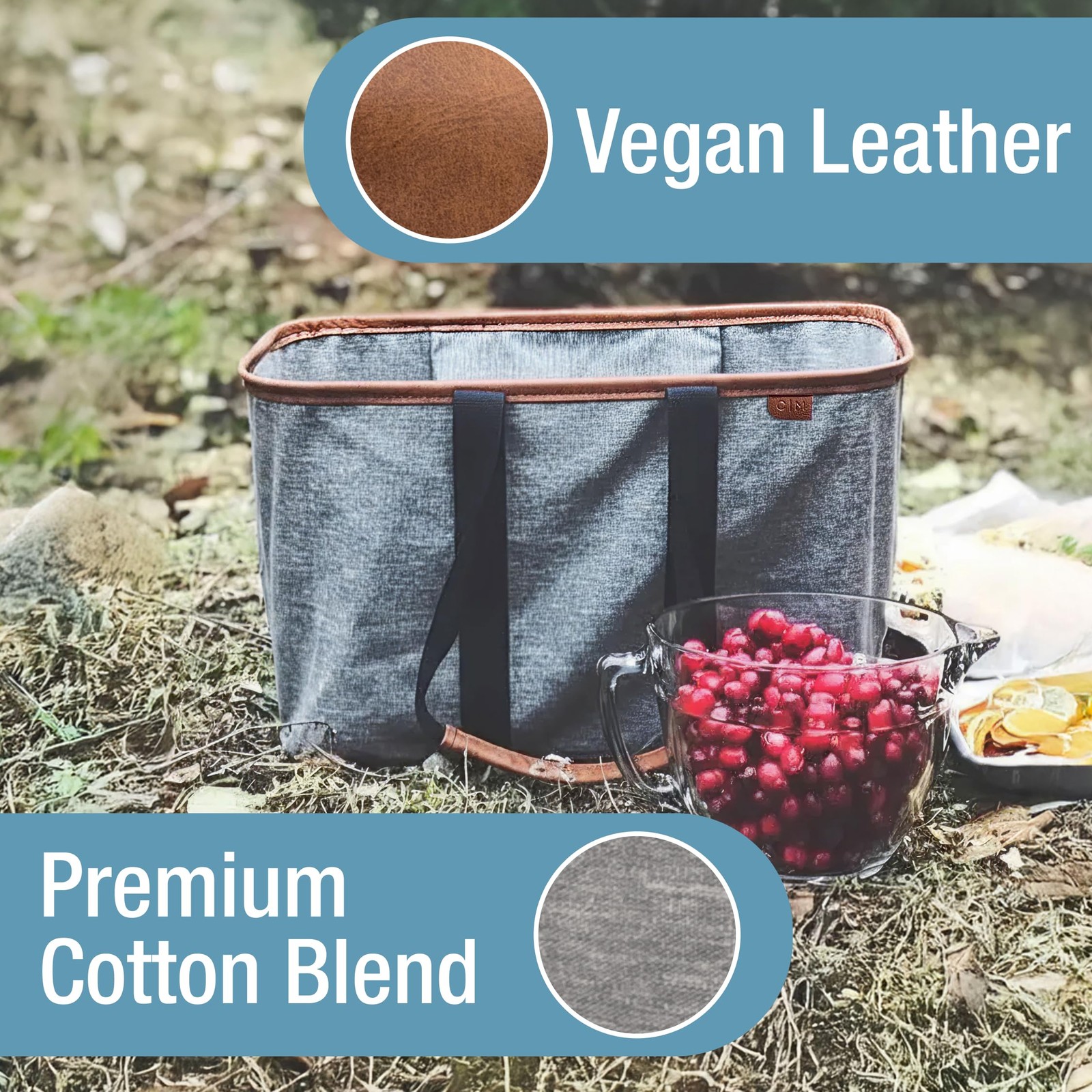 Collapsible LUXE Tote, 30L Foldable Grocery Shopping Bag with Structured Fram…