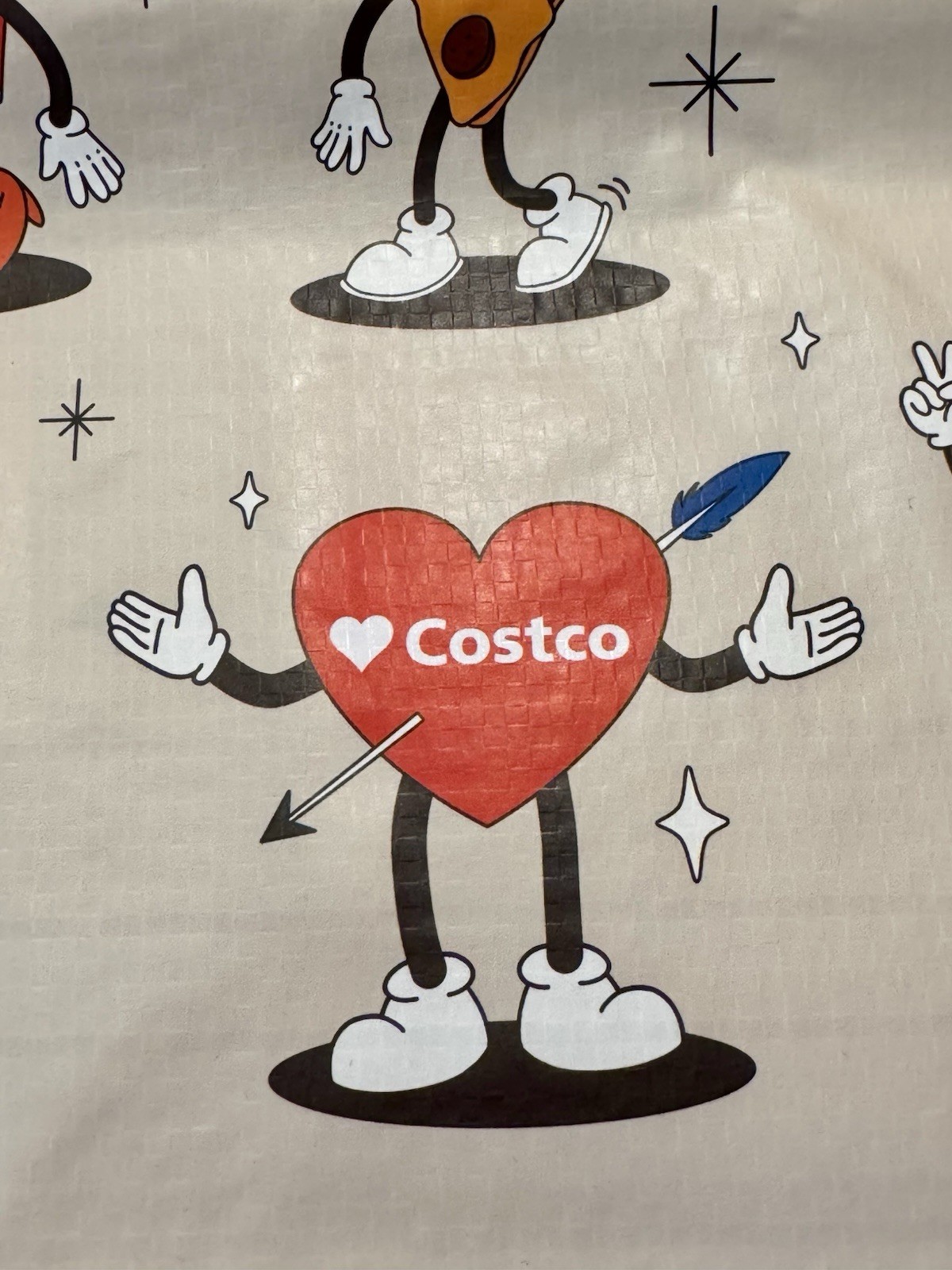 Costco Cartoon Highlights Reusable Shopping Tote Kirkland Heavy Duty SINGLE BAG