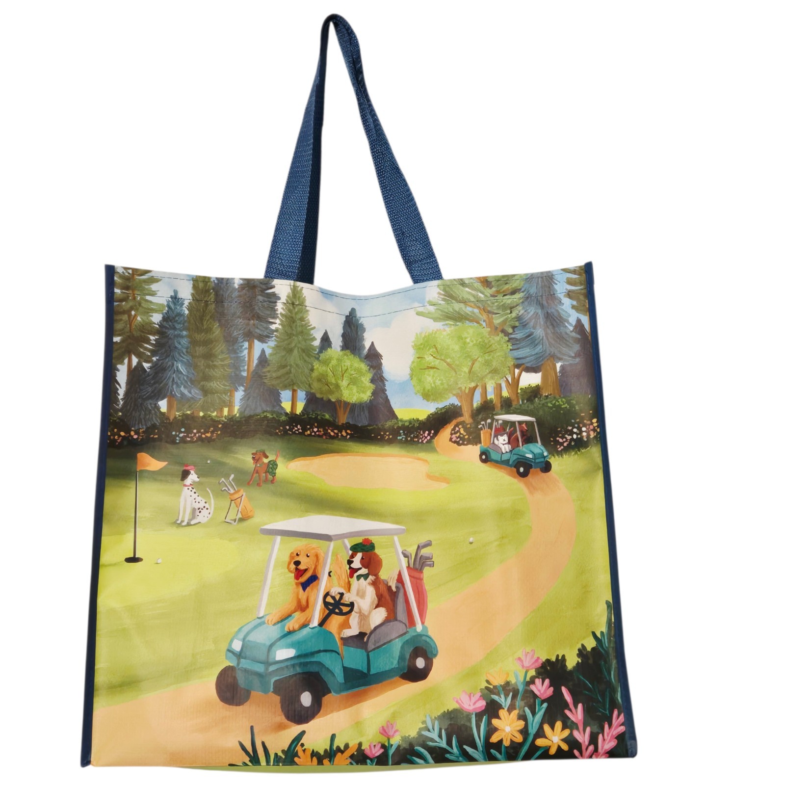 Dogs Golf Ball Cart Clubs Green Course Sand Trap Bunkers TJMaxx Tote Bag Gift