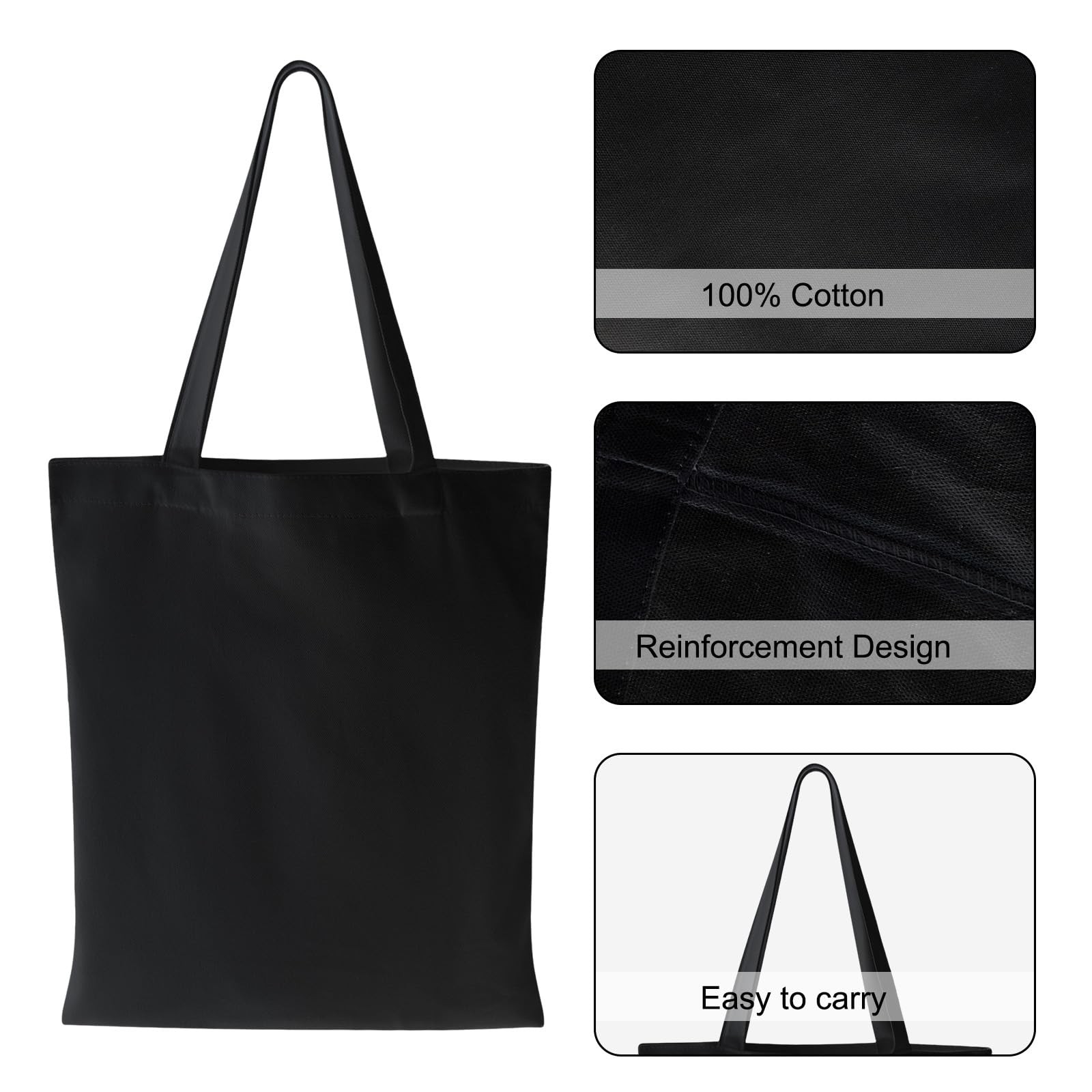 6 PCS Canvas Tote Bag, 14×16 Inches Reusable Cotton Tote Bags with Handles, H…