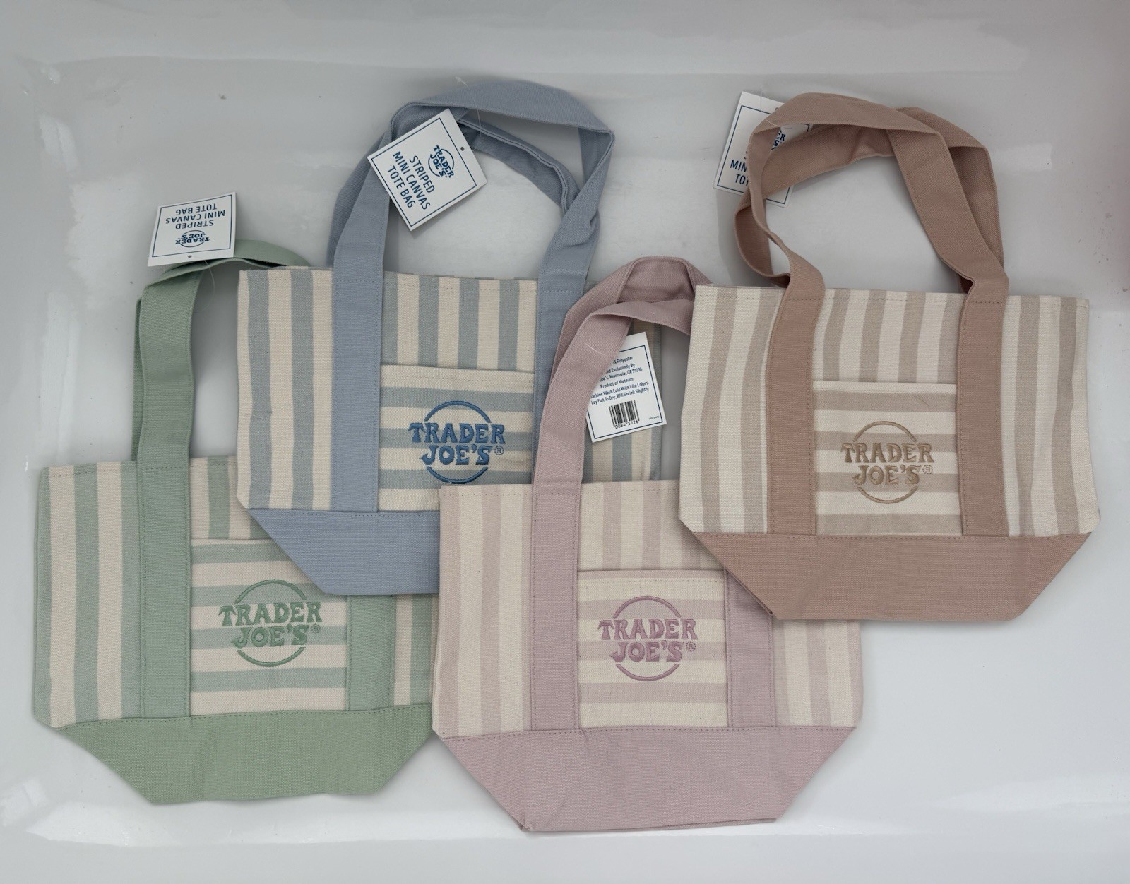 Trader Joe’s Striped Canvas Mini Tote Set of 4 Summer 2026 – New