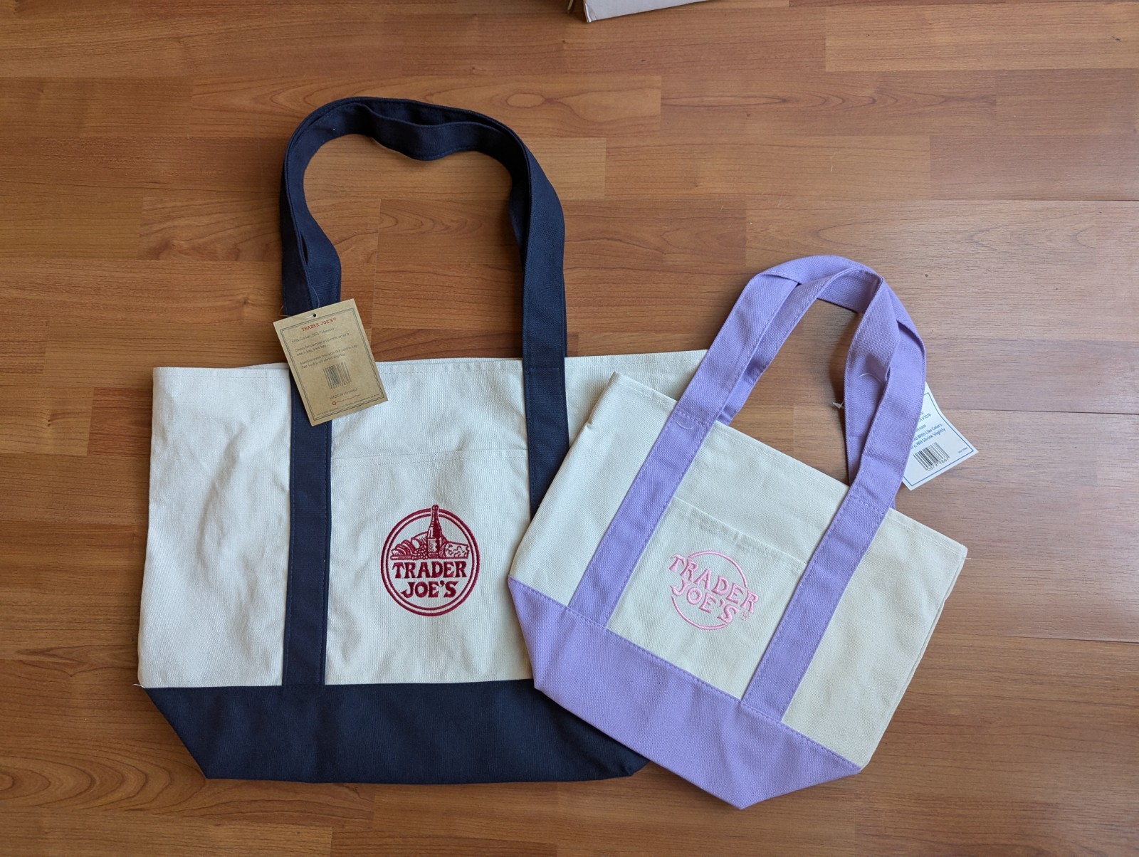Trader Joes Mini Canvas Tote Bag Reusable Limited Edition Pastel Lavender + Bag