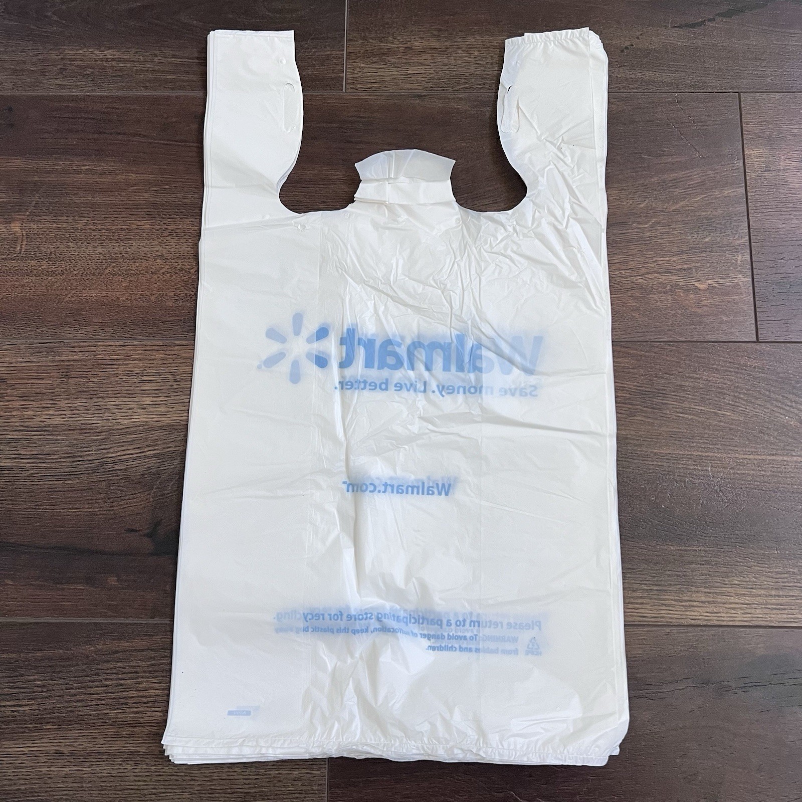 34 NEW Walmart White Plastic Grocery Bags Single Use Folded Art Crafts Trash Bag
