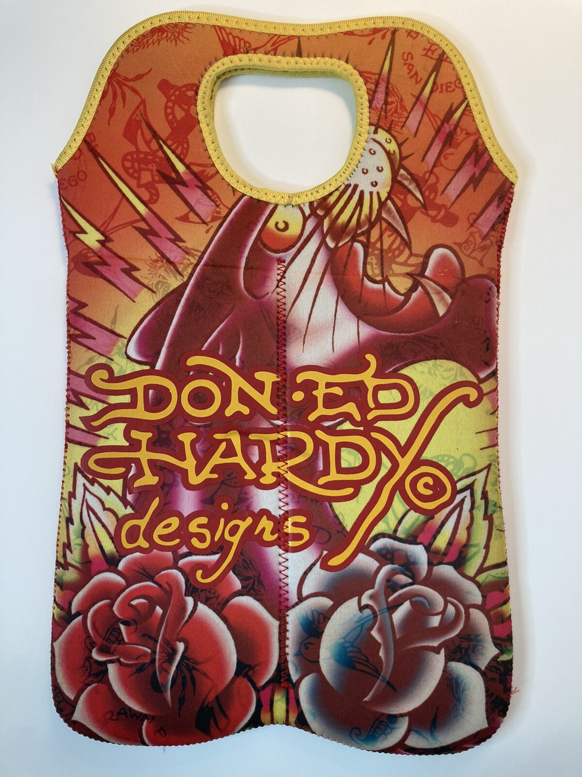 Ed Hardy Wine Bottle Insulated Neoprene Travel Bag Beverage Tote Holds 2 Bottles
