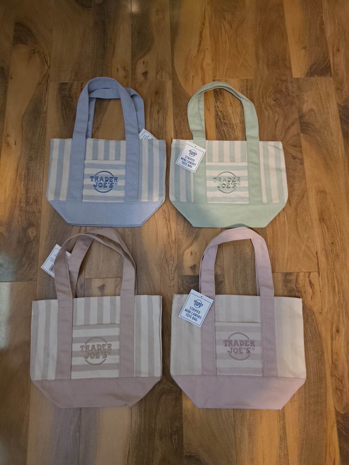 Trader Joe’s Striped Canvas Mini Tote Bag Set 4 Colors Summer 2026 Limited