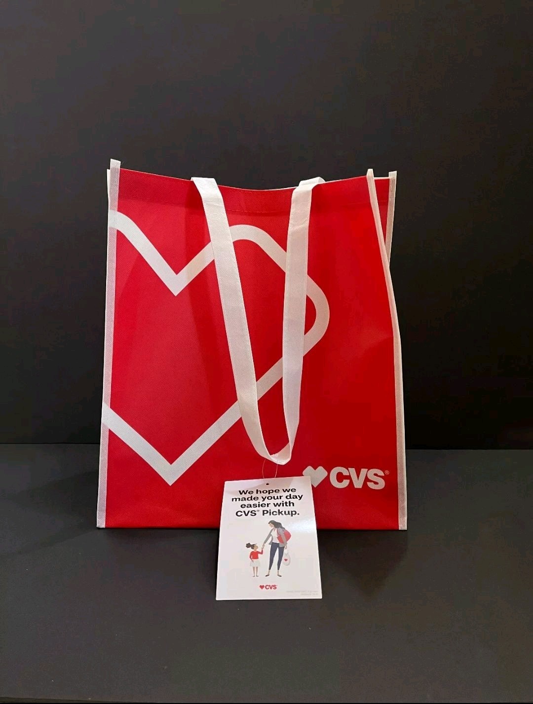Official CVS Large Red White Tote Shopping Bag Heartbeat Logo Reusable