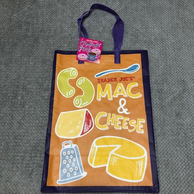 Trader Joes PB&J / Mac & Cheese Reusable Tote Recycled Ocean Plastics Set of 2
