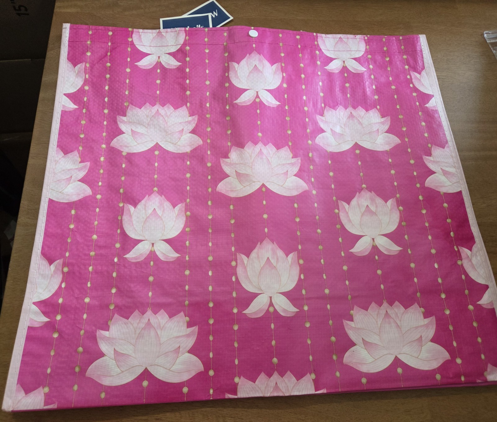 2 TJMAXX Reusable Shopping Tote Bags Pink White Lotus Floral Large Grocery NWT