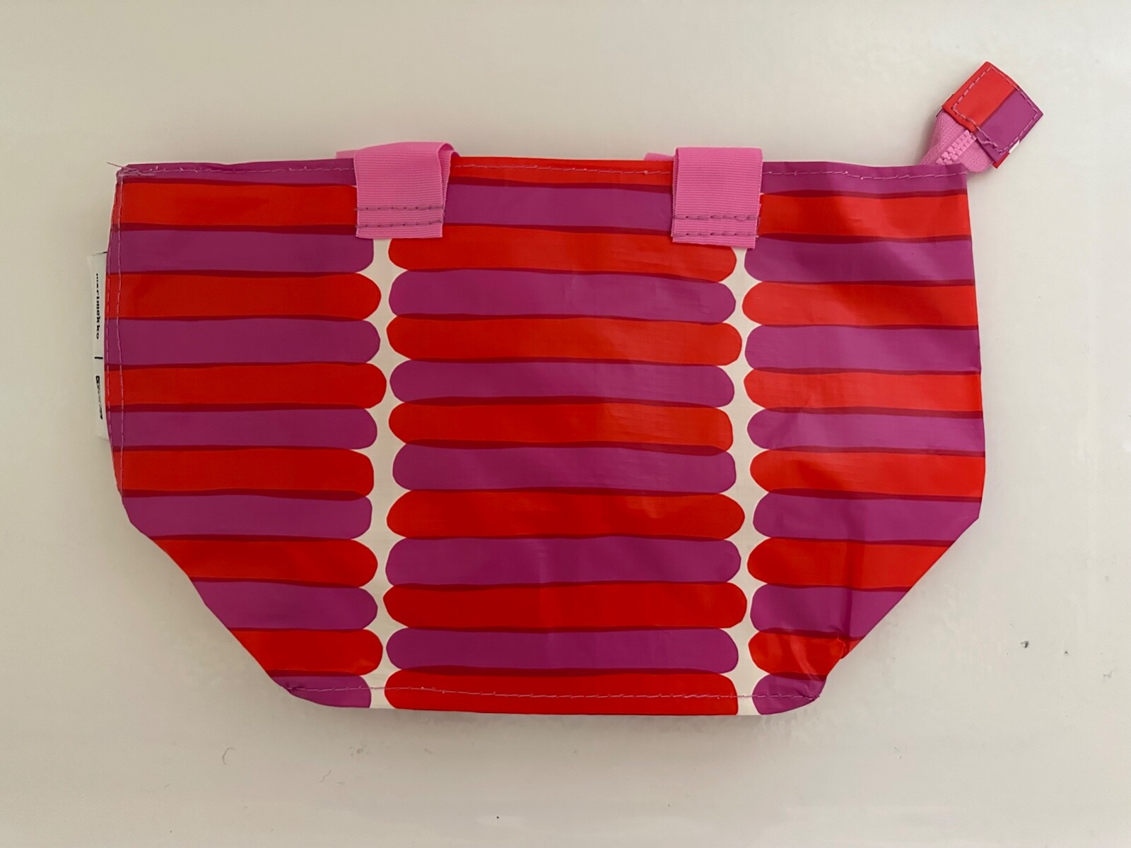 IKEA BASTUA X Marimekko Shopping Bag, Pink  Small 8 7/8” X 8 7/8” X 6” Zipper