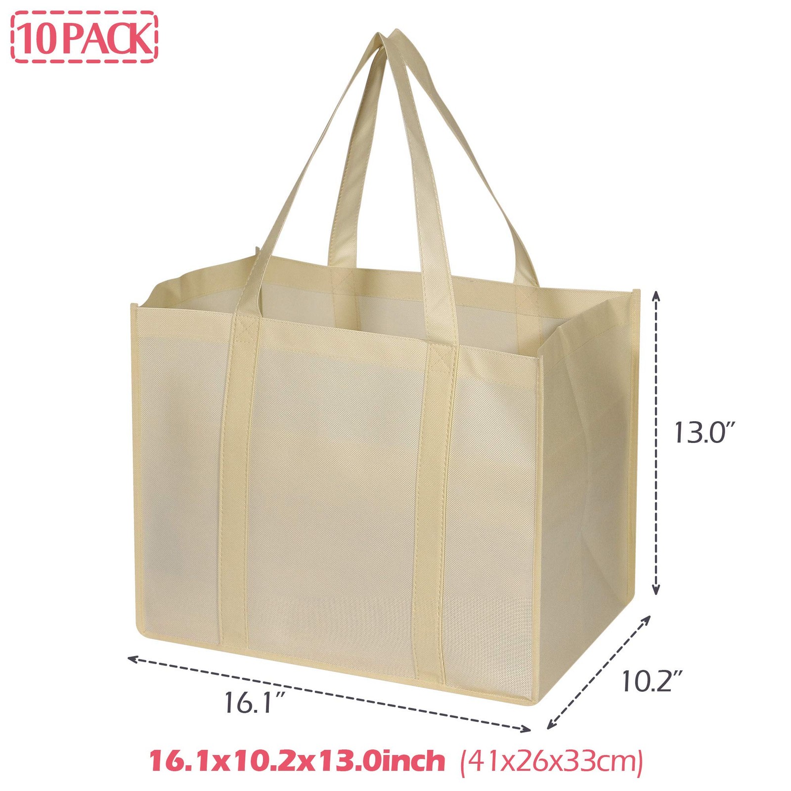 10 Pack Reusable Grocery Bags Extra Large Super Strong Heavy Duty Shopping To…