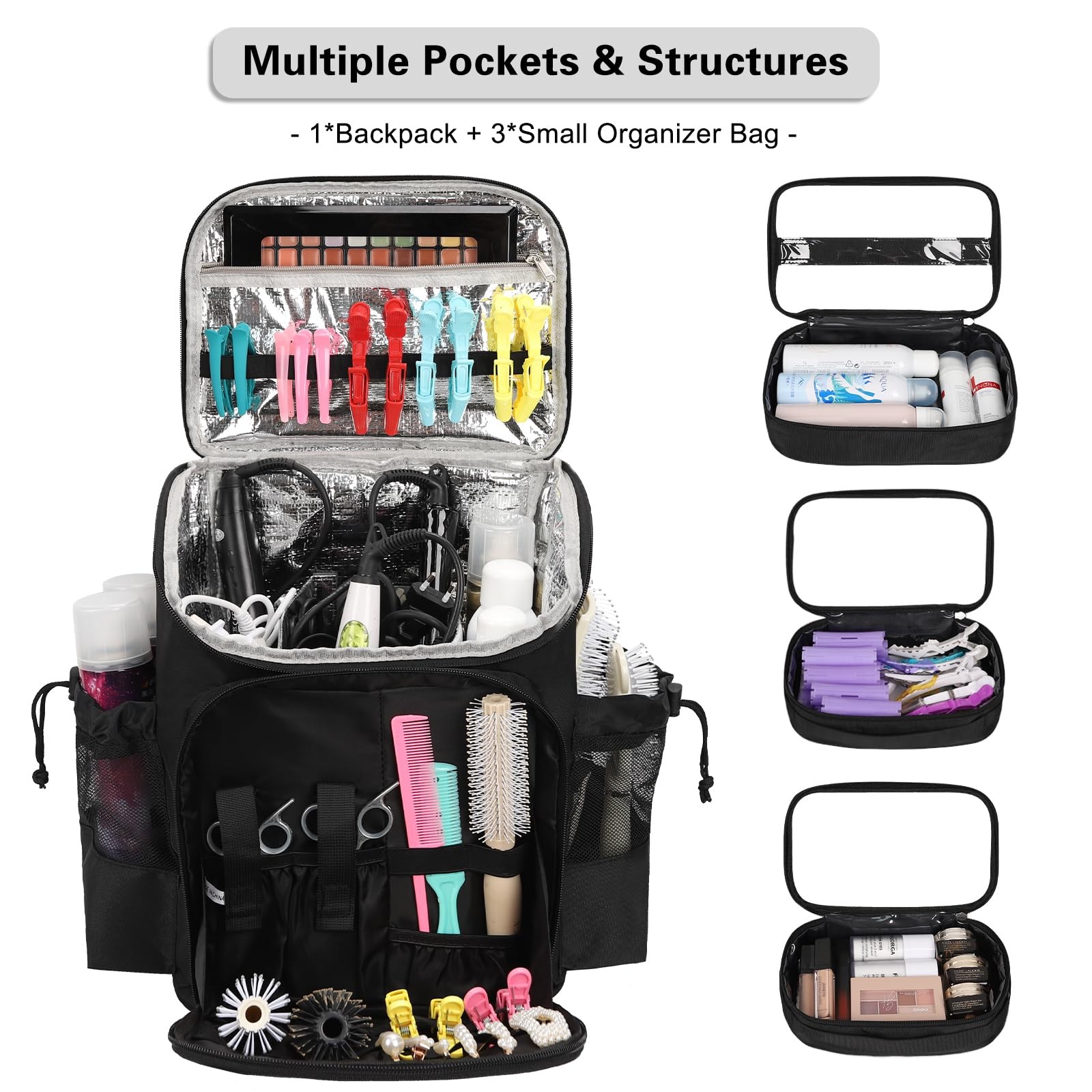 Hairstylist Traveling Bag, Large Capacity Barber Travel Backpack, Black