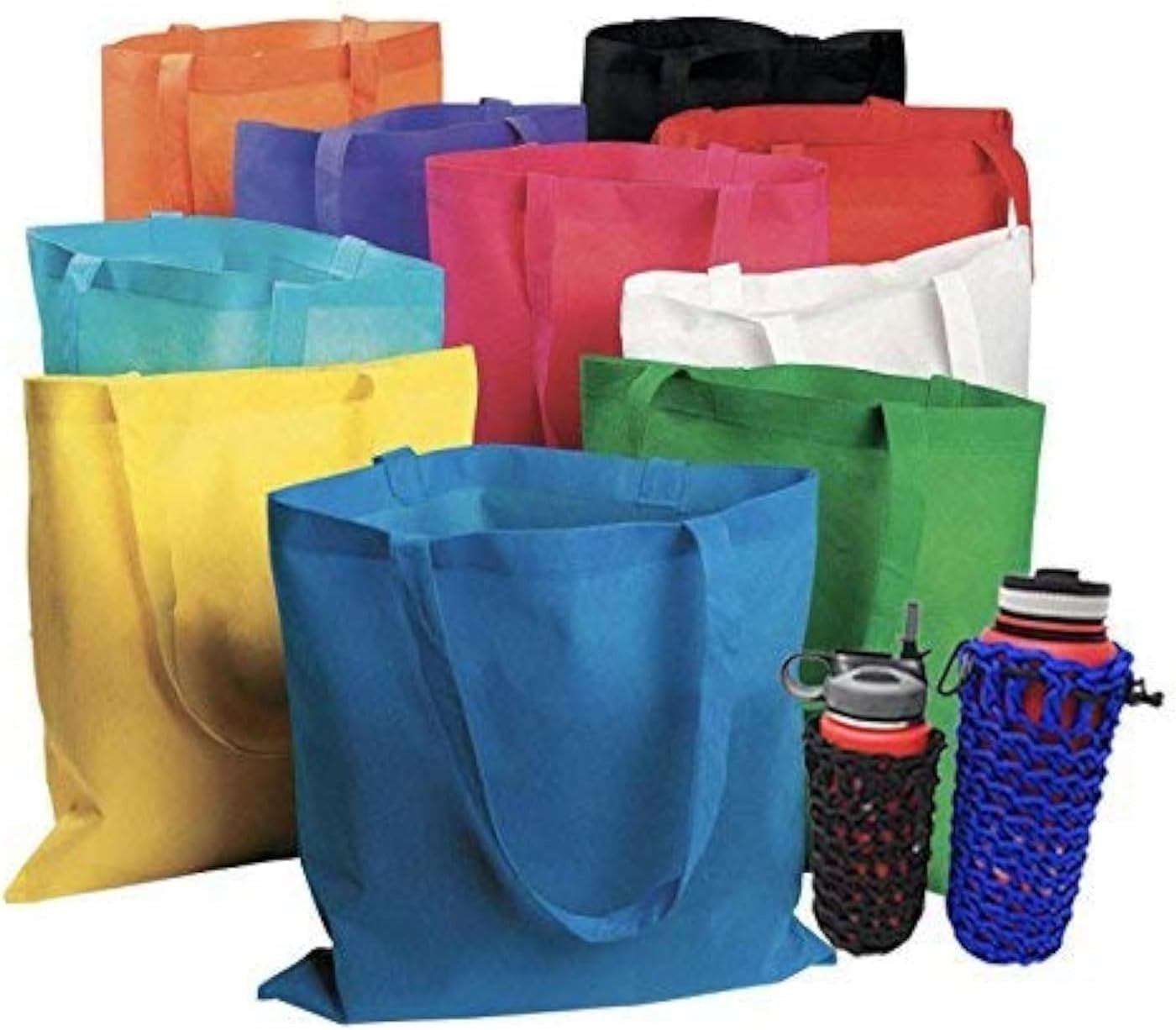 Bulk 50 Reusable Tote Bags 15X16 Inches – Large Grocery Shopping Bags, Multi Col