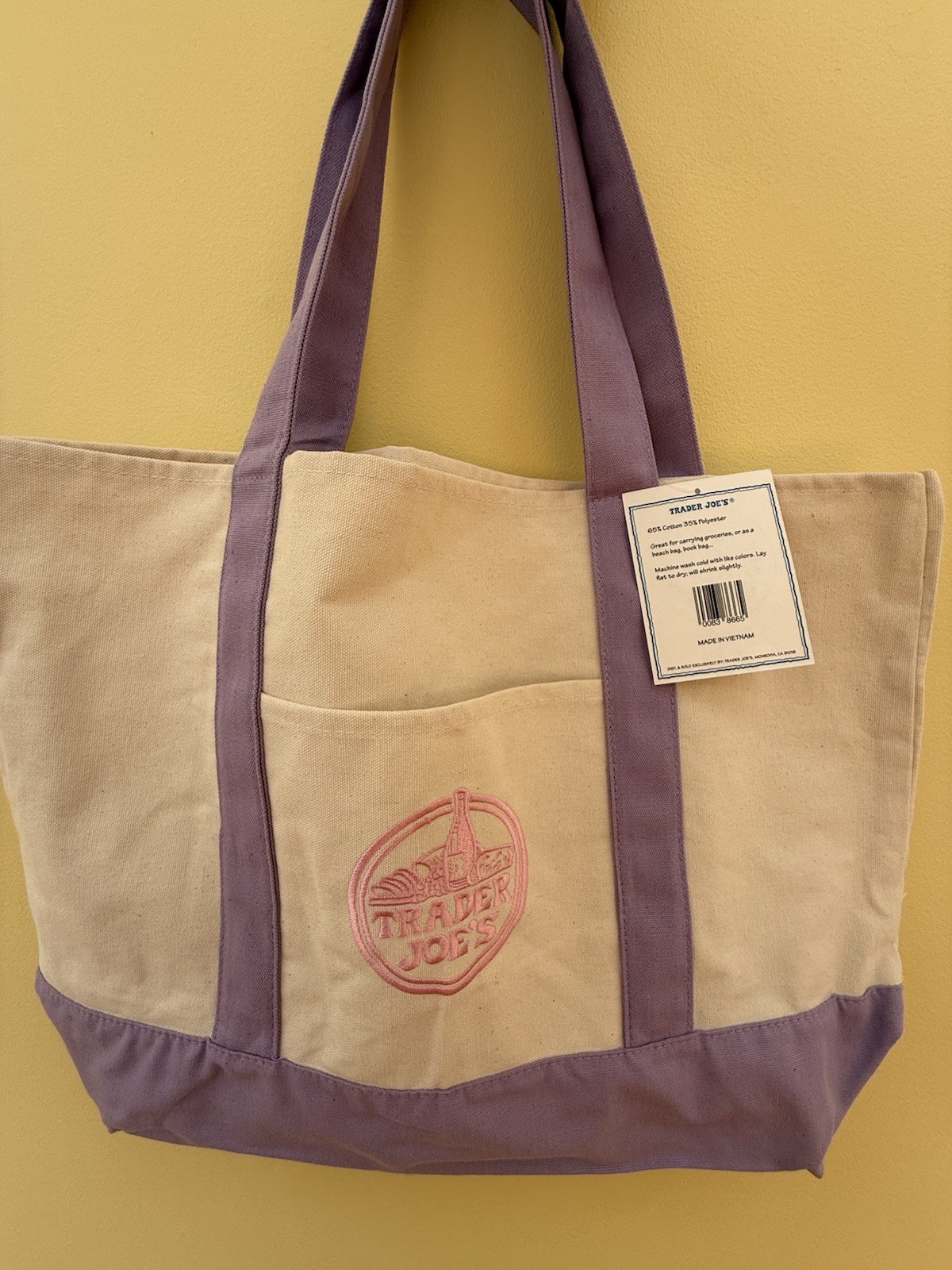 NEW LIMITED EDITION Trader Joe’s Reusable Foldable LAVENDER Cotton Polyester